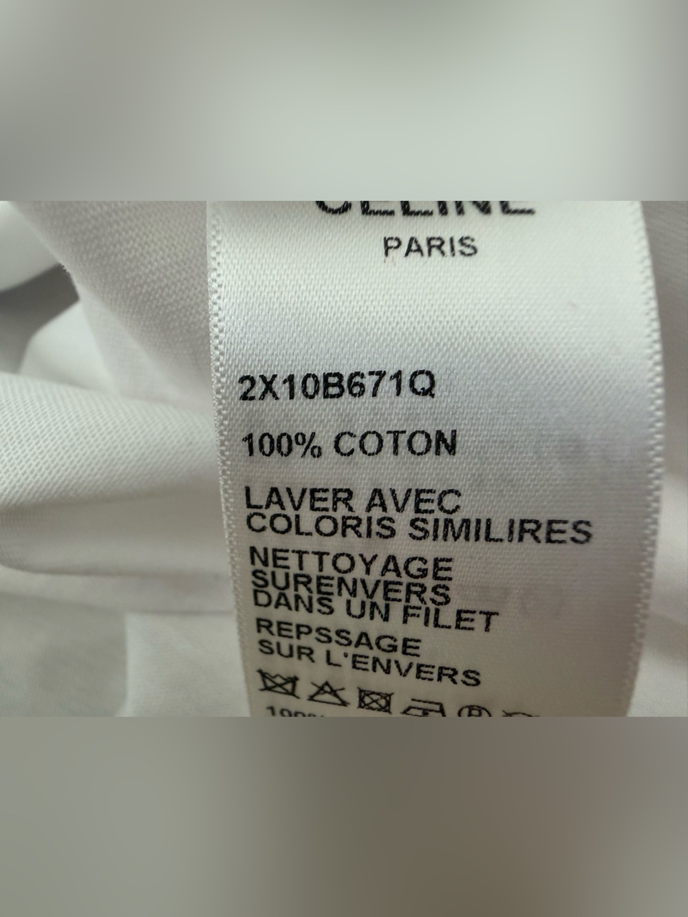 Celine White Short-Sleeve Tee with Red Trim and Blue Logo - Picture 5 of 5